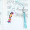 Acrylic bookmark with cute cartoon birds and inspirational quote 'Be a reading superhero'. Perfect gift for book lovers. Durable, lightweight design from Georgie's Grove