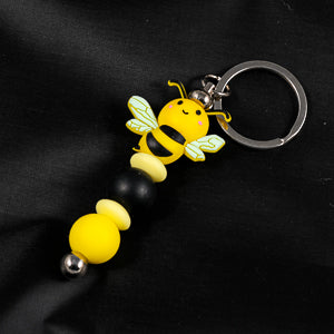 Bee Keychain with black and yellow beads