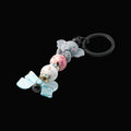 Elephant and Bow keychain with pink and white beads and sparkly rondelles