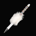 Whether you're jotting down notes, signing documents, or journaling your thoughts, this charming white fluffy beaded pen brings a smile to every stroke