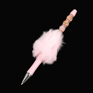 Whether you're jotting down notes, signing documents, or journaling your thoughts, this charming pink fluffy beaded pen brings a smile to every stroke