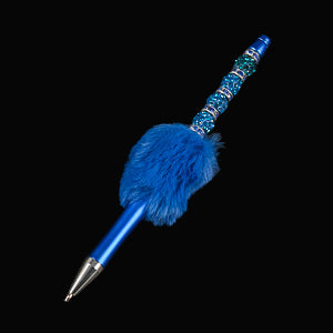 Whether you're jotting down notes, signing documents, or journaling your thoughts, this charming dark blue fluffy beaded pen brings a smile to every stroke