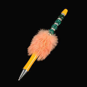 Whether you're jotting down notes, signing documents, or journaling your thoughts, this charming peach fluffy beaded pen brings a smile to every stroke