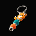 Fox charm keychain with green and orange bead with sparkly rondelles